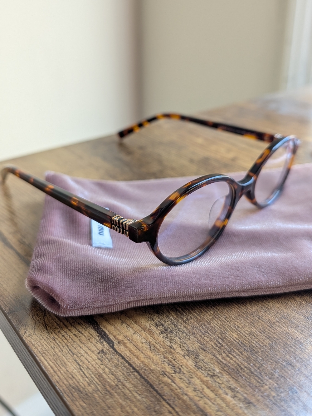 MiuMiu MU 04ZS Regard Blue Light Glasses - Tortoiseshell Round Brown Authentic - Picture 4 of 6